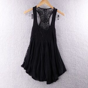 Daytrip Black Lace Racerback Tank Top Womens M‎ Flutter Hem Y2K